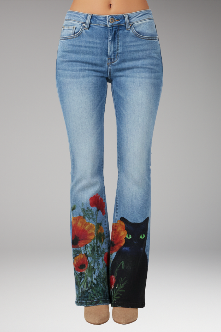 Women's Straight Leg Floral Jeans