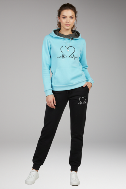 Women's Printed Jogging Suit Hoodie Tapered Pants