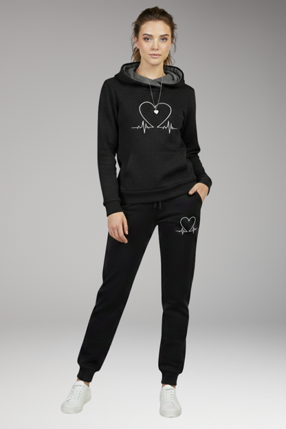 Women's Printed Jogging Suit Hoodie Tapered Pants