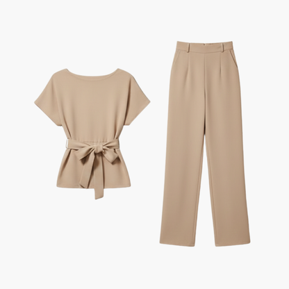 Women's Wide Leg Jumpsuit with Belt - VibreMode