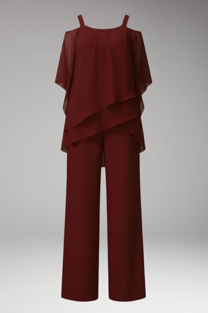 Women's Cold Shoulder Jumpsuit Wide Leg Pants - VibreMode