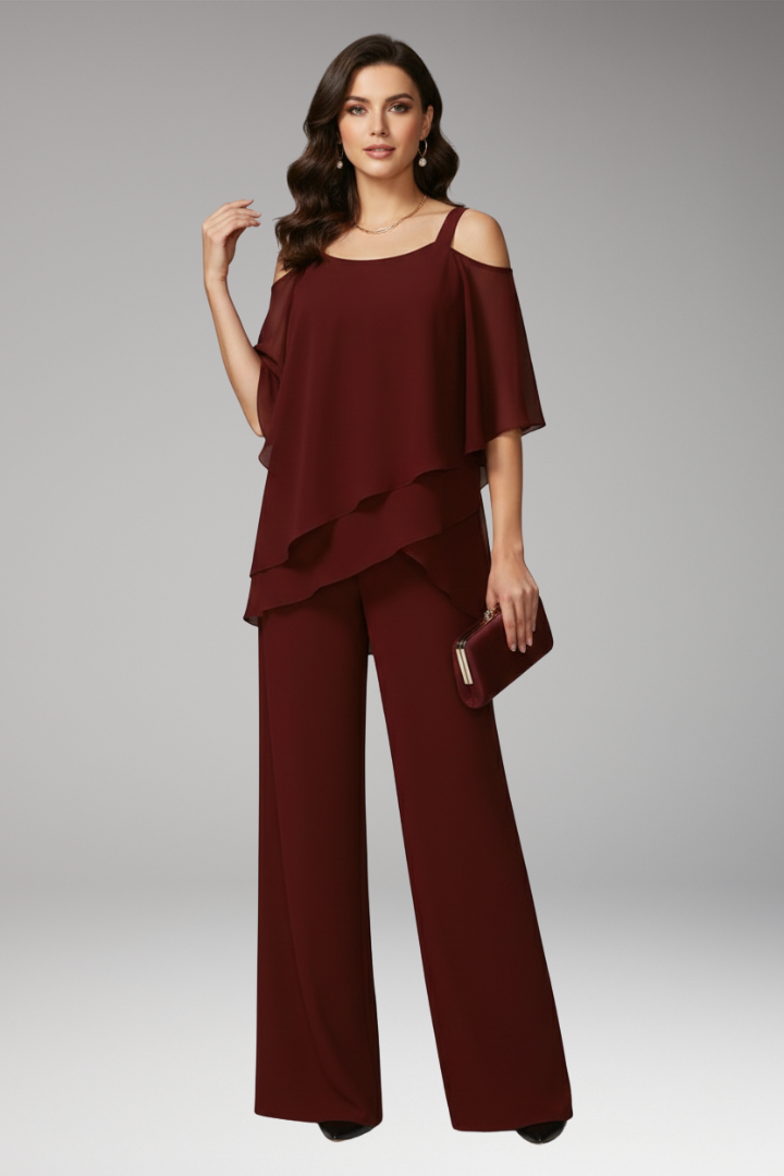 Women's Cold Shoulder Jumpsuit Wide Leg Pants