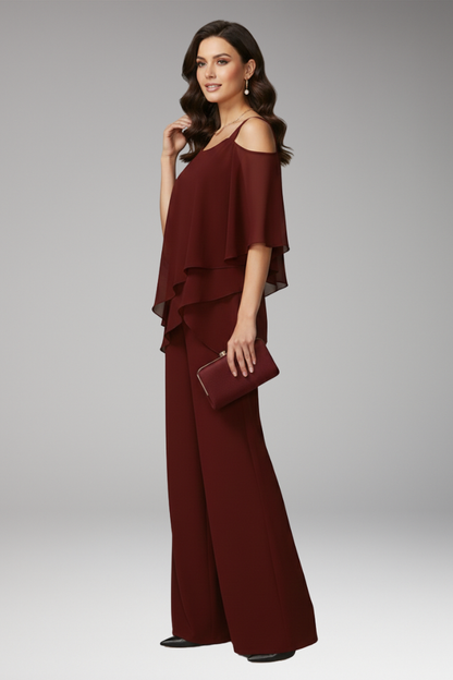Women's Cold Shoulder Jumpsuit Wide Leg Pants