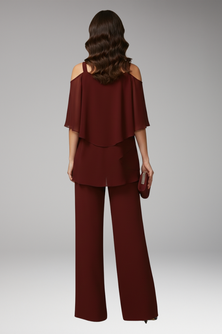 Women's Cold Shoulder Jumpsuit Wide Leg Pants