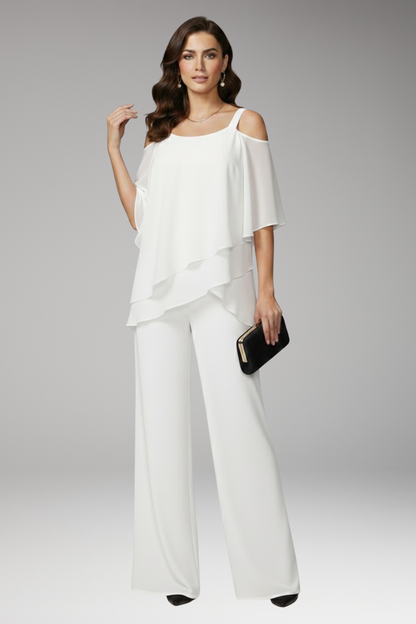 Women's Cold Shoulder Jumpsuit Wide Leg Pants