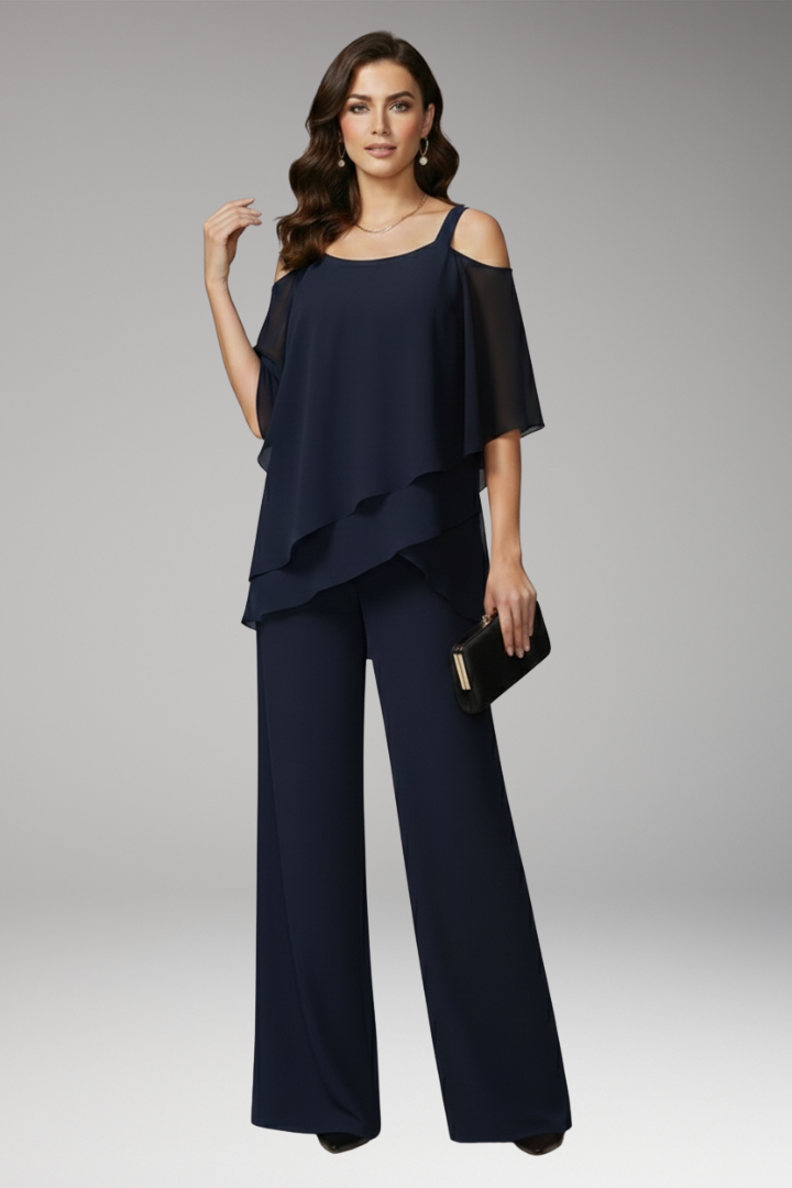 Women's Cold Shoulder Jumpsuit Wide Leg Pants