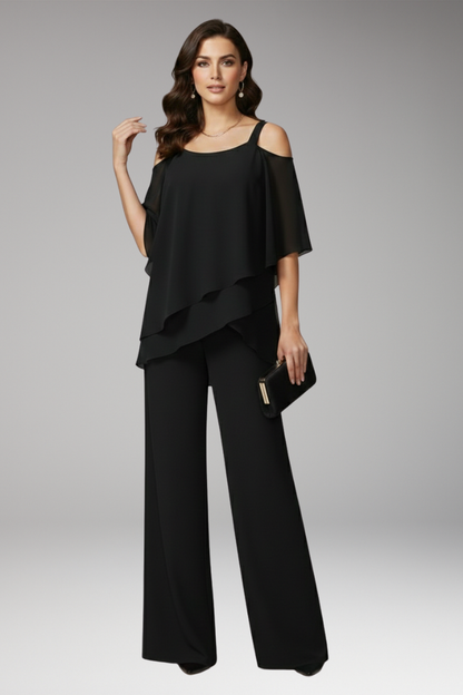 Women's Cold Shoulder Jumpsuit Wide Leg Pants