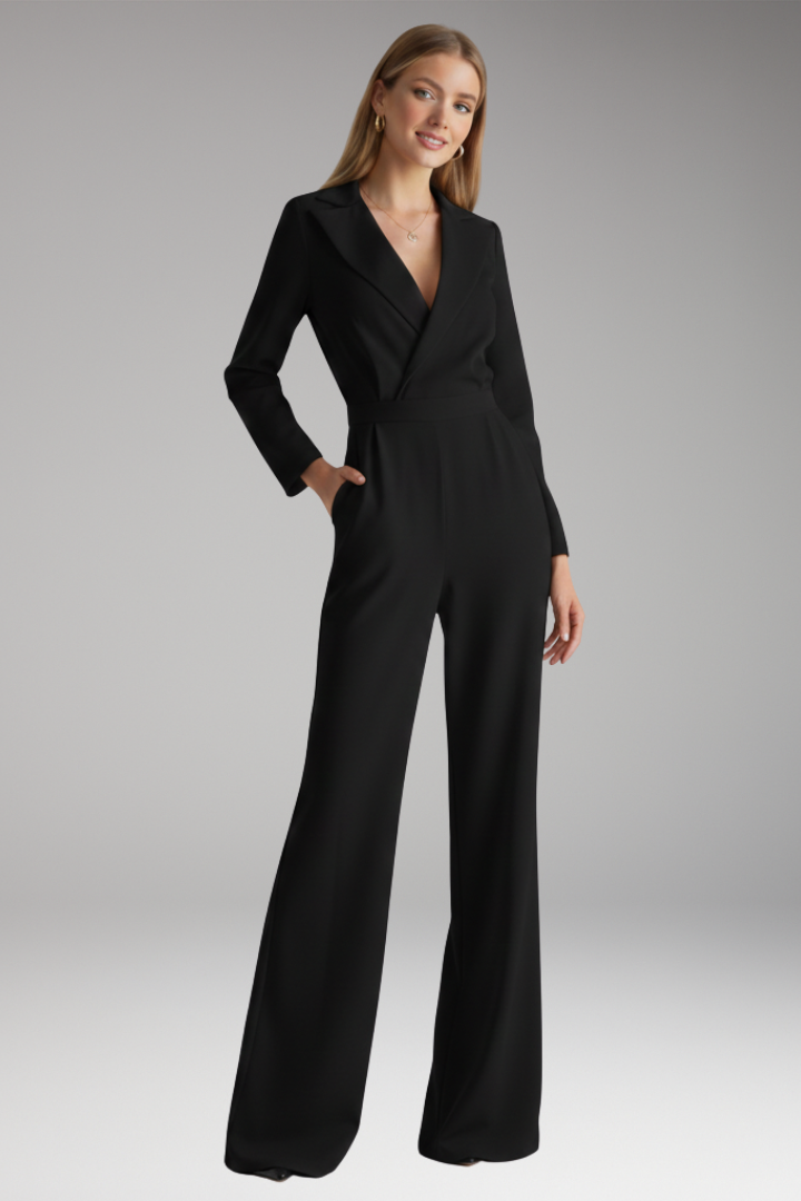 Women's Wide Leg Jumpsuit Shirt Collar Style