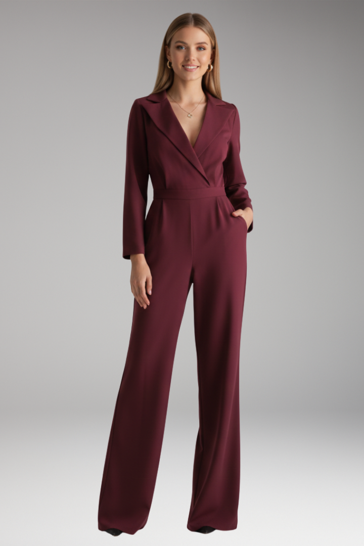Women's Wide Leg Jumpsuit Shirt Collar Style