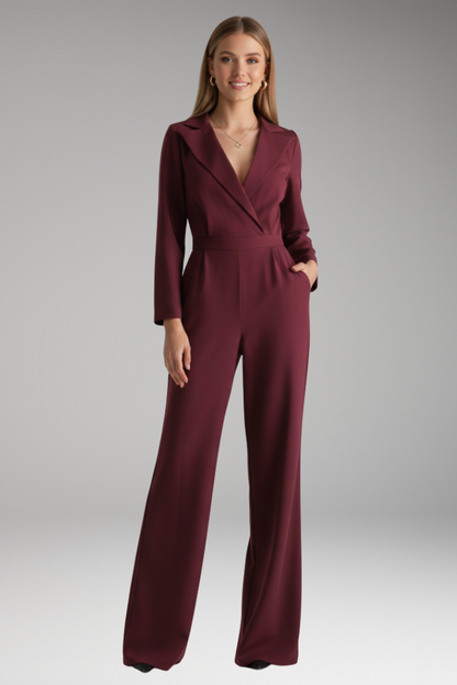 Women's Wide Leg Jumpsuit Shirt Collar Style