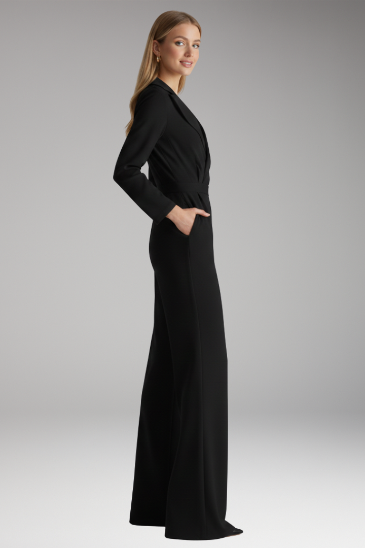 Women's Wide Leg Jumpsuit Shirt Collar Style