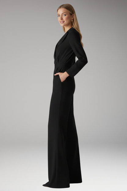 Women's Wide Leg Jumpsuit Shirt Collar Style
