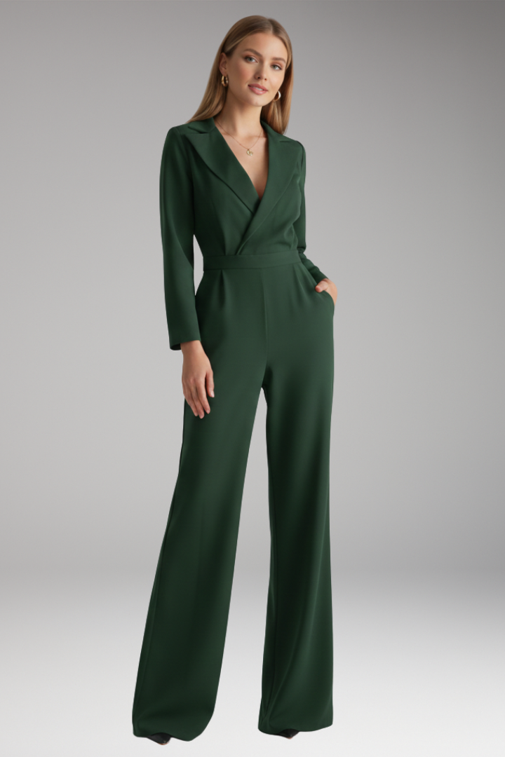 Women's Wide Leg Jumpsuit Shirt Collar Style