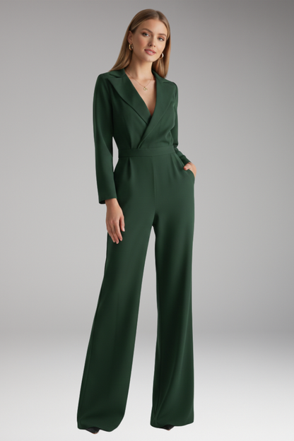 Women's Wide Leg Jumpsuit Shirt Collar Style