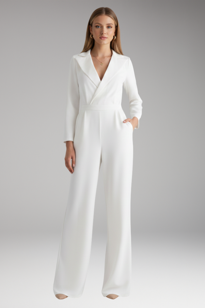 Women's Wide Leg Jumpsuit Shirt Collar Style