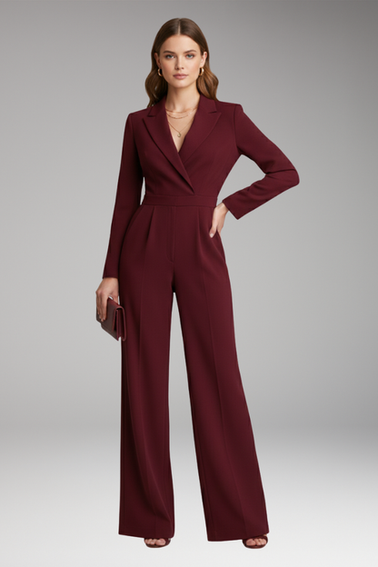 Women's Wide Leg Jumpsuit Wrap Neckline