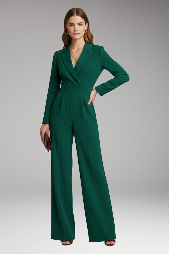Women's Wide Leg Jumpsuit Wrap Neckline
