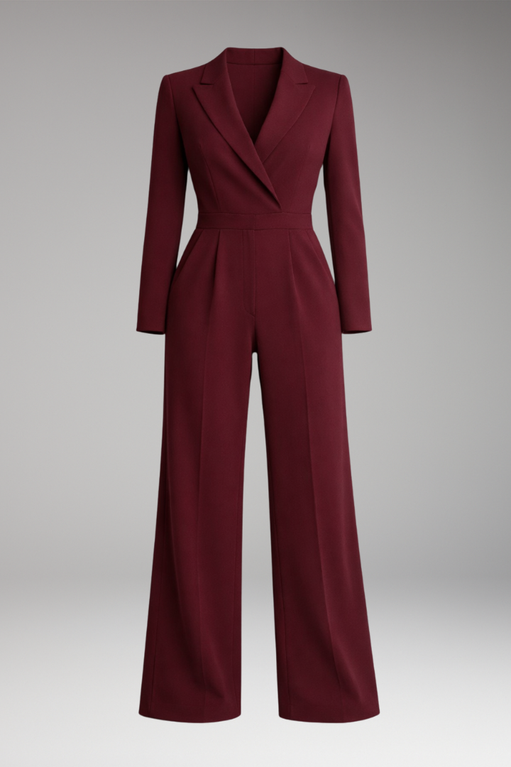 Women's Wide Leg Jumpsuit Wrap Neckline - VibreMode