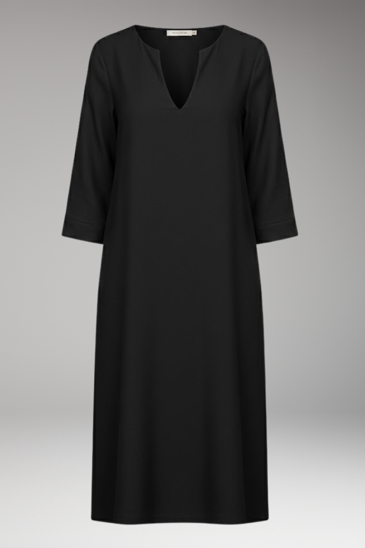 Women's V-Neck Dress Knee-Length Three-Quarter Sleeve - VibreMode