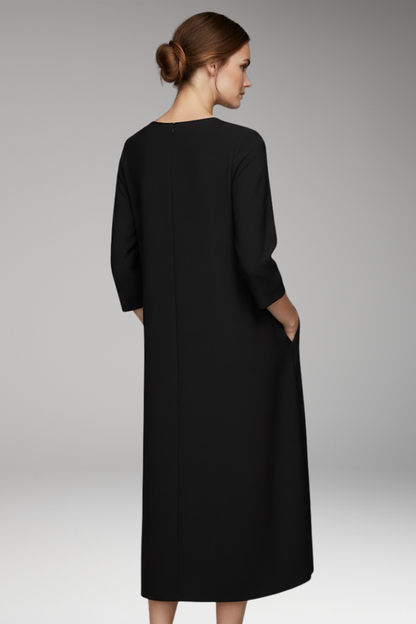 Women's V-Neck Dress Knee-Length Three-Quarter Sleeve