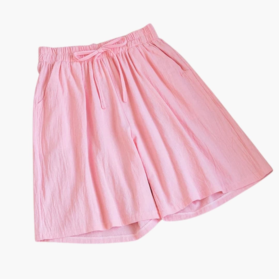 Women's Knee Length Shorts Elastic Waist Straight Leg