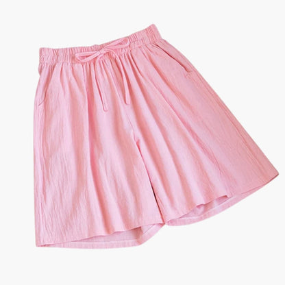Women's Knee Length Shorts Elastic Waist Straight Leg