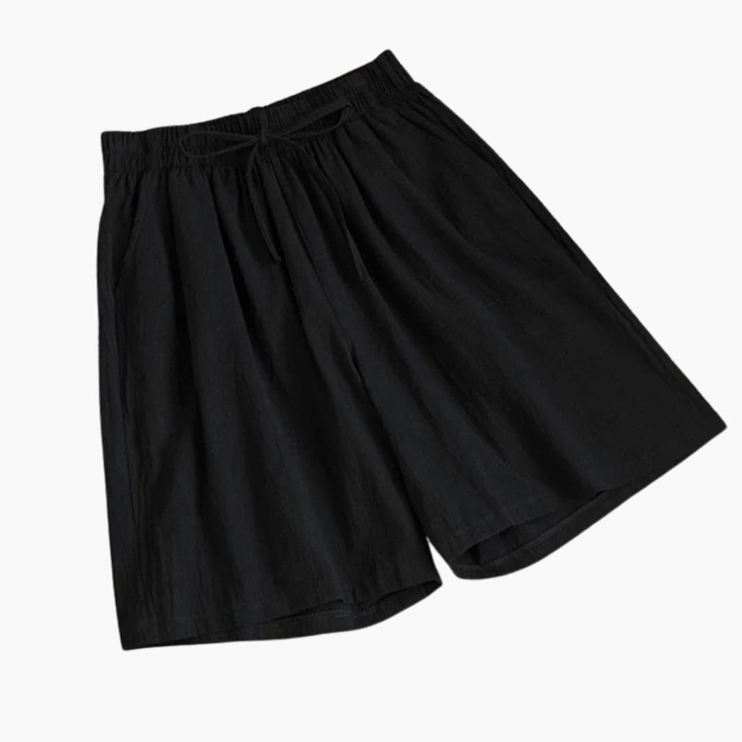 Women's Knee Length Shorts Elastic Waist Straight Leg