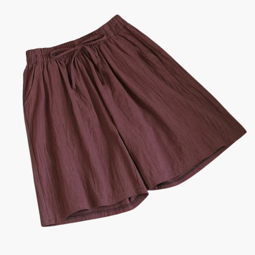 Women's Knee Length Shorts Elastic Waist Straight Leg
