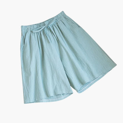 Women's Knee Length Shorts Elastic Waist Straight Leg