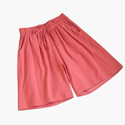 Women's Knee Length Shorts Elastic Waist Straight Leg