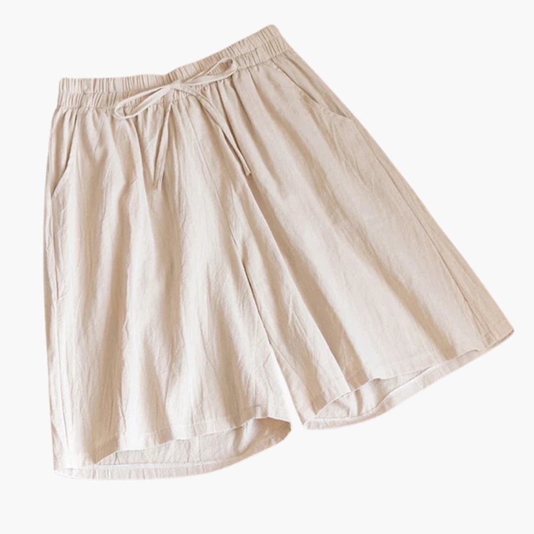 Women's Knee Length Shorts Elastic Waist Straight Leg