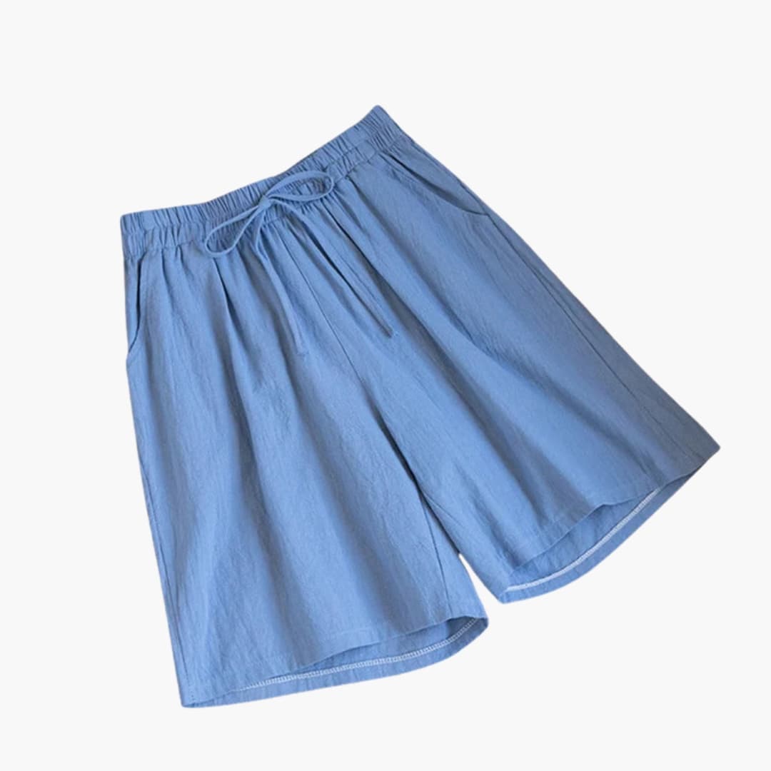 Women's Knee Length Shorts Elastic Waist Straight Leg