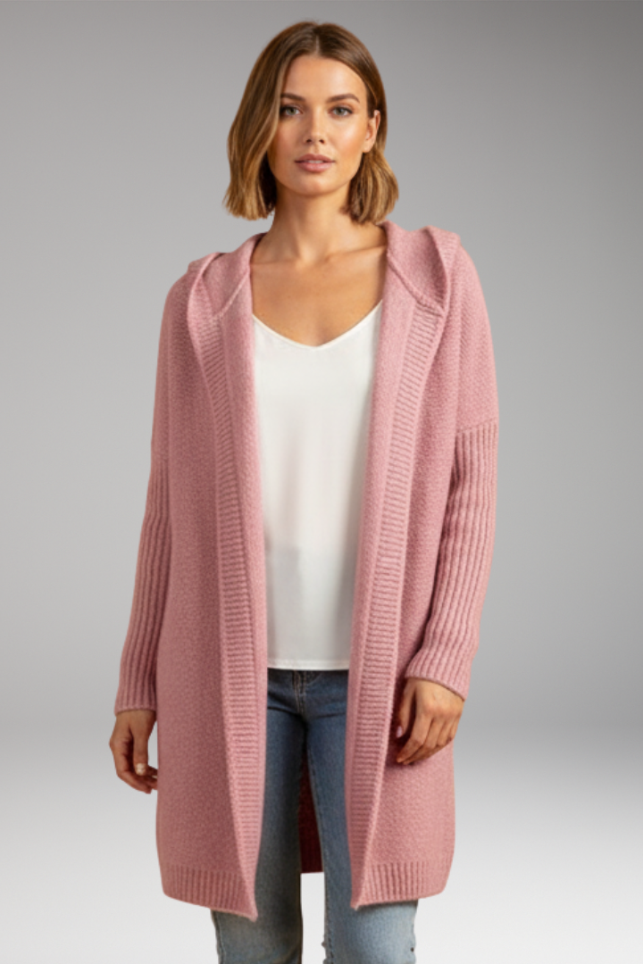 Women's Hooded Open Front Knit Cardigan