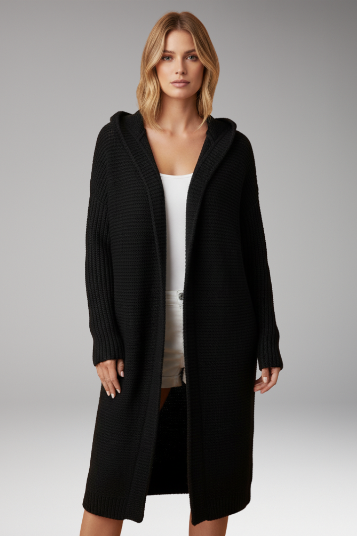 Women's Hooded Open Front Knit Cardigan
