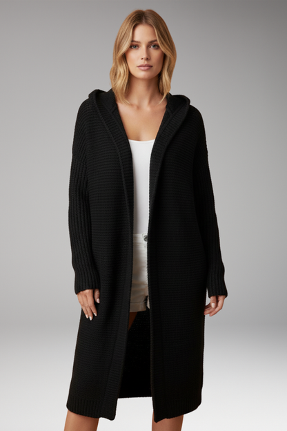 Women's Hooded Open Front Knit Cardigan