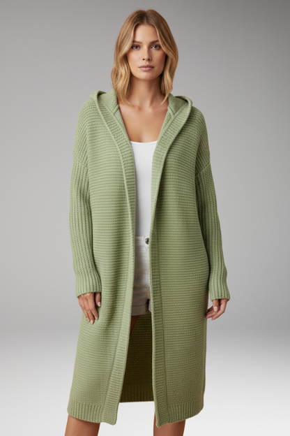 Women's Hooded Open Front Knit Cardigan