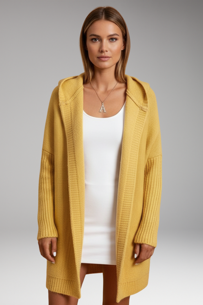 Women's Hooded Open Front Knit Cardigan