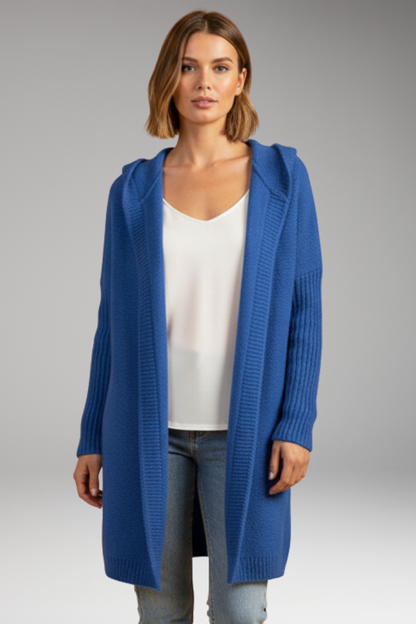 Women's Hooded Open Front Knit Cardigan