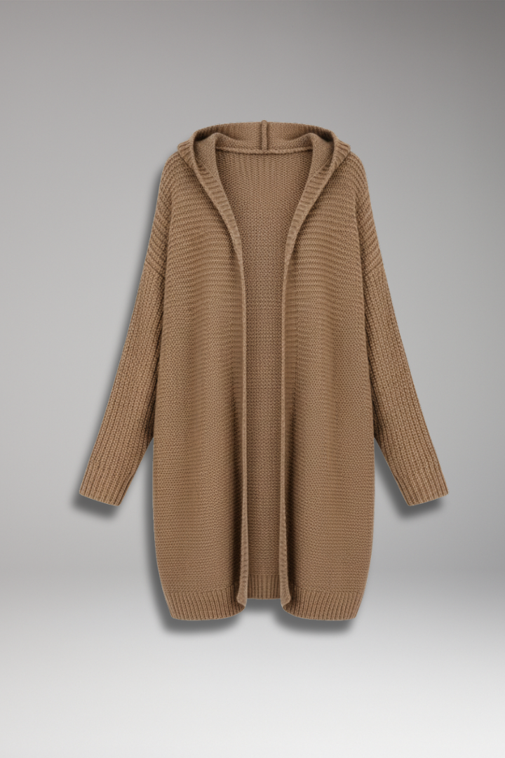 Women's Hooded Open Front Knit Cardigan - VibreMode