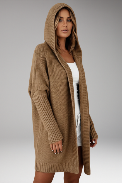 Women's Hooded Open Front Knit Cardigan