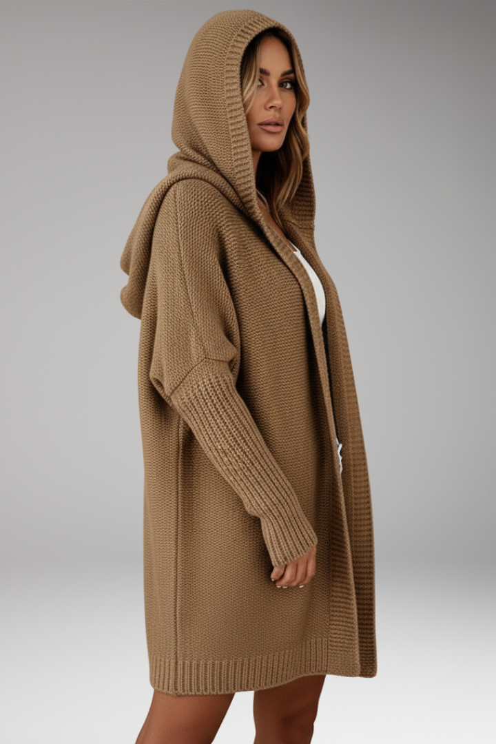 Women's Hooded Open Front Knit Cardigan