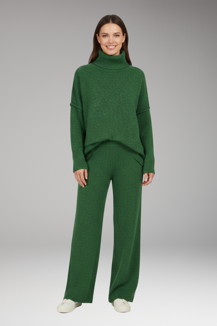 Women's Knit Turtleneck And Wide Leg Pants Set