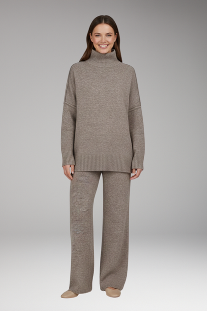 Women's Knit Turtleneck And Wide Leg Pants Set