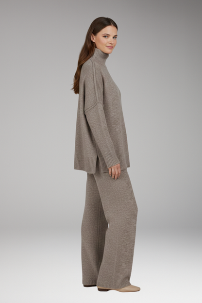 Women's Knit Turtleneck And Wide Leg Pants Set