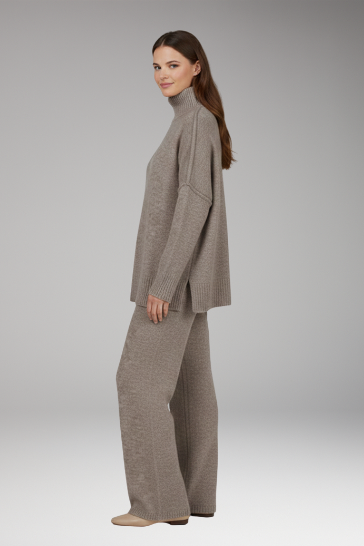 Women's Knit Turtleneck And Wide Leg Pants Set