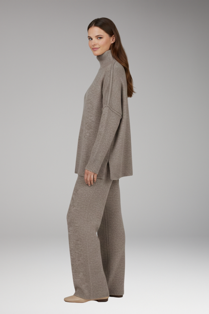 Women's Knit Turtleneck And Wide Leg Pants Set