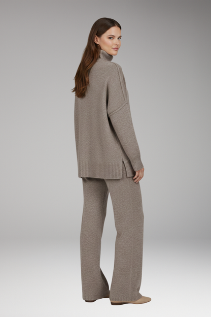 Women's Knit Turtleneck And Wide Leg Pants Set