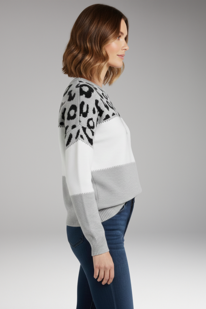Women's Knit Sweater Round Neck Ribbed Hem