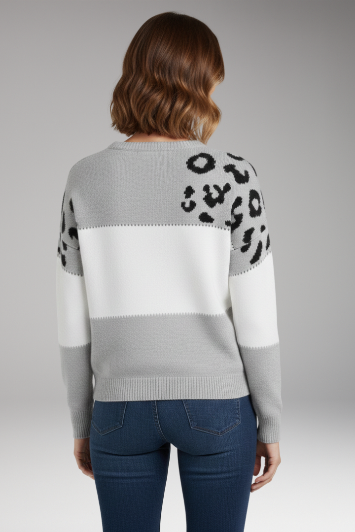 Women's Knit Sweater Round Neck Ribbed Hem