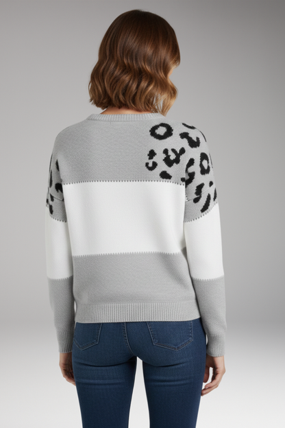 Women's Knit Sweater Round Neck Ribbed Hem